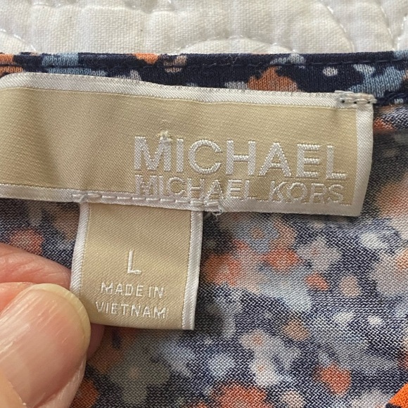 Michael Kors Ditsy Floral Patterned Dress Short Ruffle Sleeve Knee Length Size L - Picture 3 of 10